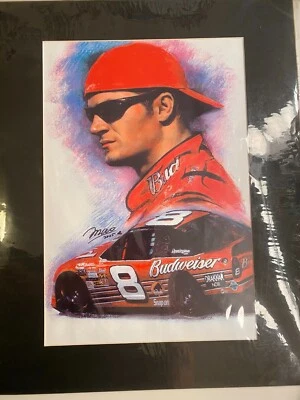 Cartel impreso boceto Dale Earnhardt Jr 2005 artista Mao NASCAR Budweiser coche #8 Foto 1 de 4