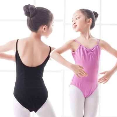 Niñas Sin Mangas Ballet Leotardo Algodón Gimnasia Body Mono Ropa de Baile 3C Foto 1 de 4