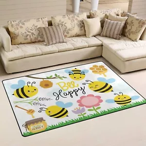 ALAZA Home Decor Cute Bees and Honey Door Mat Carpet, Mat Floor Carpet Mat Li... - Picture 1 of 4