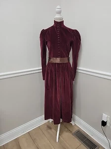 RALPH LAUREN Vtg Victorian Prairie DRESS Wine Velvet Original Deadstock Old Stoc - Picture 1 of 13