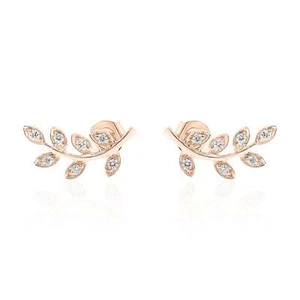 Vine Leaf Diamond Ear Crawler Earrings In 14k Rose Gold Si2 Fine Jewelry Women - Picture 1 of 7