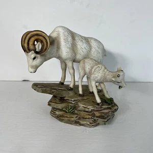 HomCo 1984 Masterpiece Porcelain The Ram Big Horn Sheep & Lamb Figure - Picture 1 of 9