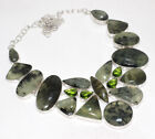 Moss Prehnite Peridot 925 Silver Plated Big Cluster Necklace 18" Gifts AU y184