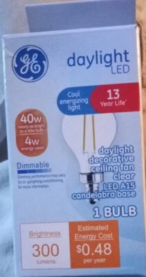 GE Daylight LED A15 Ceiling Fan Light Bulb 40-Watt Replacement Dimmable, 1 Bulb - Image 1 of 4