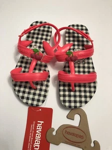 Havaianas Girl’s Joy Spring Sandals White / Coral Fluo Size 2 Little Kids Width - Picture 1 of 9