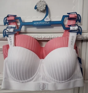 AEROPOSTALE  Multi-Way Bra Set of Two - Pink & White Size 34B~34C~36C NWT - Picture 1 of 7