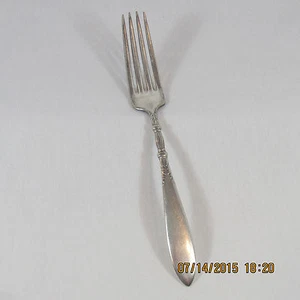 International Silver Queen Ann St Moritz Tafelgabel Silverplate Bands 2 Scroll - Bild 1 von 12