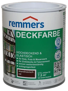 Deckfarbe Wetterschutzfarbe Skandinavisch Rot wasserbasiert Remmers 750ml - Bild 1 von 3