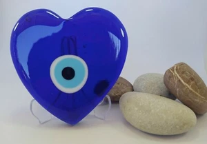 Heart Evil Eye Glass Bead Turkish Handmade Amulet  Boho Home Decor Charm Nazar - Picture 1 of 10