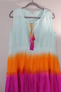 Karina Grimaldi Cambridge Mini Dress Size M 100% Silk - Ombre - Sleeveless - Picture 1 of 11
