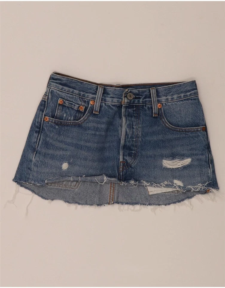 LEVI'S Womens 501 Low Waist Mini Denim Skirt W25 XS Blue Cotton JJ08 - Image 1 of 3