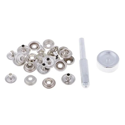 6Pcs Heavy Duty  Fastener 15mm Press  Buttons Leather Punch Tool Kit - Image 1 of 4