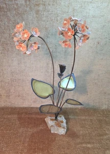 De Colección Latón Metal Flores Hojas Cuarzo Base Escultura MCM Decoración Floral 10"x19" - Imagen 1 de 21