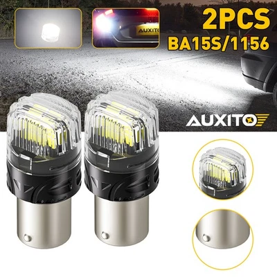 2X AUXITO LED 1156 P21W White Canbus Reverse Light Bulbs Side DRL Backup 382 - Image 1 of 4