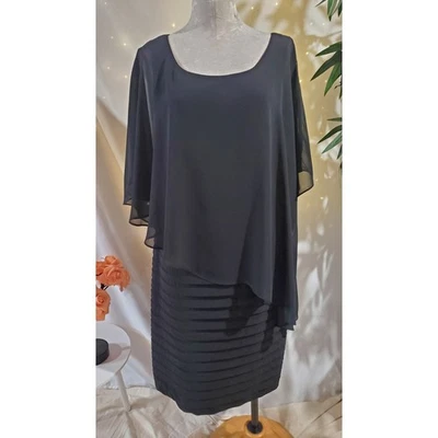 Adrianna Papell Asymmetrical Chiffon Overlay Shutter Pleat Sheath Dress Size 16W - Image 1 of 4