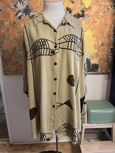 Vintage We Be Bop Rayon Short Sleeved Big Shirt Fish Print 4X - Picture 1 of 6
