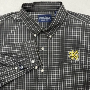Kennesaw State KSU Owls Shirt Men's XL Button Up Long Sleeve Black White Plaid - Picture 1 of 13