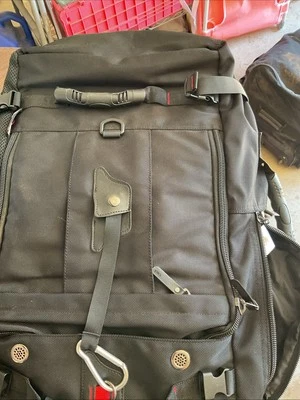 Mochila de Viaje KAKA, Bolsa de Llevar Abatible a Lona Usada en Excelente Condición Negra 35L Foto 1 de 3