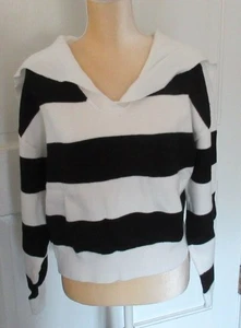 Uyvora Sailor Collar Pullover Sweater Black/White Striped size XL - Picture 1 of 3