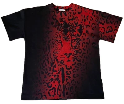 DOLCE & GABBANA NEW T-Shirt RED & BLACK LEOPARD PRINT Hologram 11-12 Chest 38" - Image 1 of 4