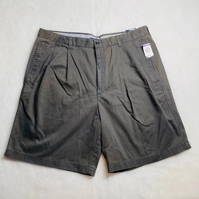 Pantalones Cortos Chinos 8.5" Talla 38 Nuevo con Etiquetas Club Room Para Hombres Gris Carbón Sarga Doble Plisado Foto 1 de 4