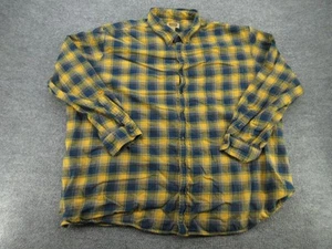Camisa de franela de fundición para hombre 4XLT amarillo azul a cuadros bolsillo con botones manga larga - Imagen 1 de 14