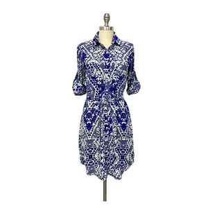 Cabi Dress Women's Small Blue Abstract Shirtdress - Picture 1 of 14