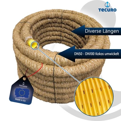 tecuro drainage pipe drainage, with coconut filter, DN 50, 60 65 80 100, PVC-U - Image 1 of 4