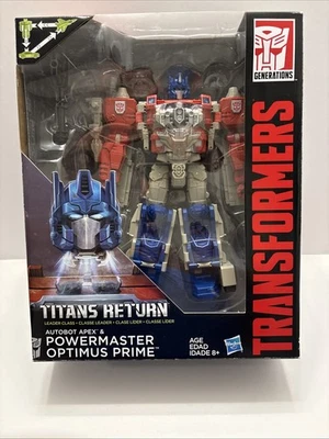 Transformers TITANS RETURN Leader Class Powermaster Optimus Prime + Apex Nuevo Foto 1 de 2