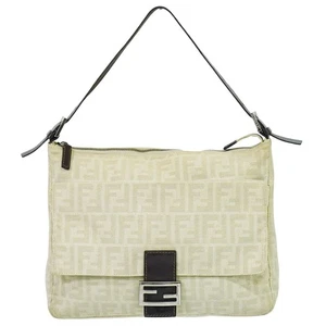 FENDI Zucca 26425 Canvas One Shoulder Handbag Beige Silver - Picture 1 of 15