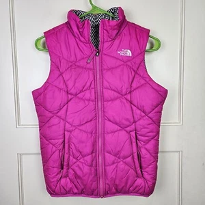 The North Face Pink/Black Reversible Puffer Vest Girl's Size L 14/16 - Picture 1 of 5