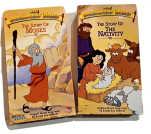 Lot 2 The Beginners Bible VHS The Story of Moses & Nativity Church Sunday Study - Imagen 1 de 7