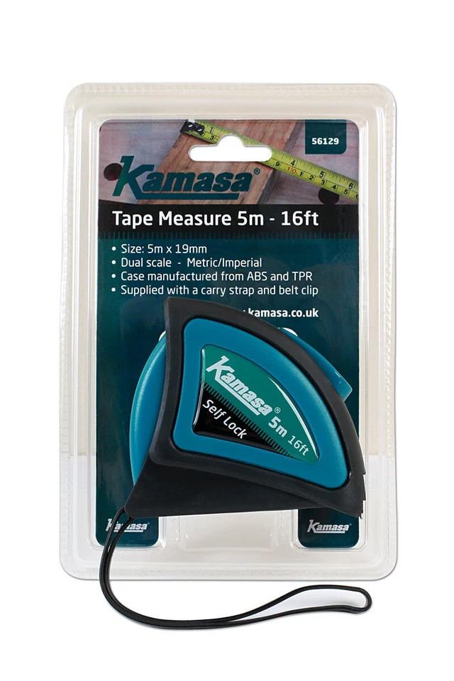 Kamasa 56129 Tape Measure 5m/16ft x 19mm Metric & Imperial Scale Self Lock - Image 1 of 4