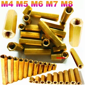 Brass Hex Nuts Standoff Threaded M4 M5 M6 M7 M8 Hexagon Pillar Spacer Screw Nut - Picture 1 of 14