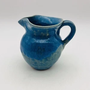 North State Sanford North Carolina Art Pottery Handmade Blue Pitcher 4-1/2 X 4” - Picture 1 of 14