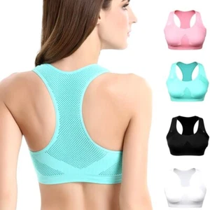 Gepolstert Damen Sport Fitness Yoga Push Up BH Crop Top Bustier Shirt - Bild 1 von 21
