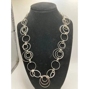 Charming Charlie Modern Circles Silver-Tone Necklace!   - Picture 1 of 4