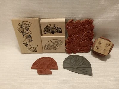 Asian Fans Scenery Floral Background Mounted & Unmounted Mix Lot #1 - Image 1 of 4