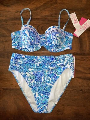 Bikini Lilly Pulitzer 6 Shell Me You Love Me LEVEN & YARROW 2 piezas conjunto de traje de baño nuevo con etiquetas Foto 1 de 4
