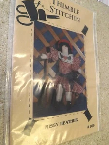 VTG 1993 "MISSY HEATHER" PATTERN RAG DOLL BY THIMBLE STITCHIN UNCUT - Picture 1 of 2