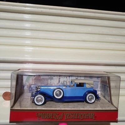 MATCHBOX MODELS OF YESTERYEAR 1990 Y4 1930 BLUE DUESENBERG MDL J TownCar NU BXD* - Image 1 of 4