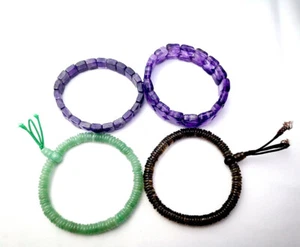 cristal ahumado aventurina amatista abulón cáscara pulsera joyería marcado suministro - Imagen 1 de 22