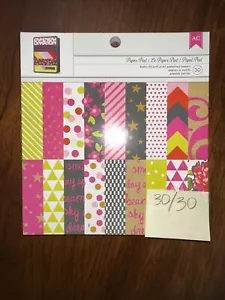 American Crafts 6x6 Pad Card Making 30 Sheets PINK & LIME Patterned Paper New - Picture 1 of 19