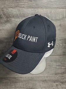 Buck Paint Under Armour Fitted Size LG /XL Black Baseball Hat Orange Logo New - Picture 1 of 7