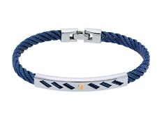 Bracelet IN Rose Gold, 18K, Man Woman, With Cord Blue Or Black, Thickness 6 MM,