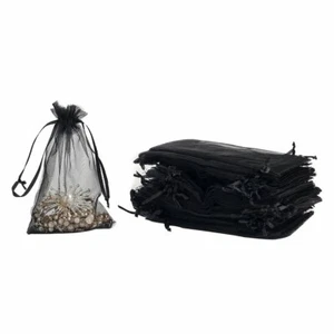 100pcs Black Organza Bags 4x 6 Wedding Christmas Favors Gift Drawstring Pouches - Picture 1 of 6