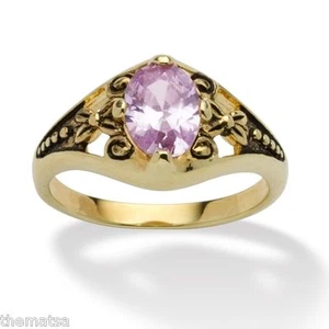 WOMENS ANTIQUED 14K GOLD BIRTHSTONE JUNE ALEXANDRITE RING  5 6 7 8 9 10  - Picture 1 of 3