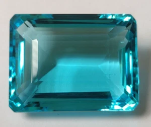 Large Swiss Blue Topaz 150 Ct. Emerald Cut Faceted Loose Gemstone Gift for Women - Picture 1 of 8
