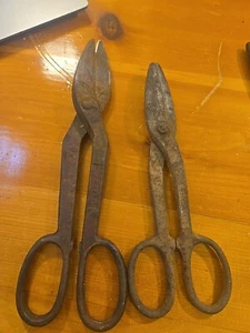 Antique Heavy Duty Drop Forged Solid Steel Tin Snips Sheet Cutters Pair - Picture 1 of 11