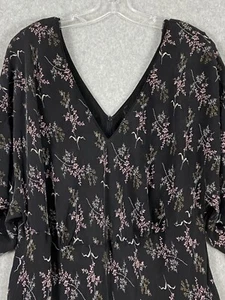 Lane Bryant Dress 26 Black Long Maxi Floral Silk Career Cocktail Wedding - Picture 1 of 9